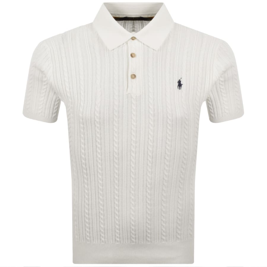 Ralph Lauren Cable Knit Polo White | Mainline Menswear gb